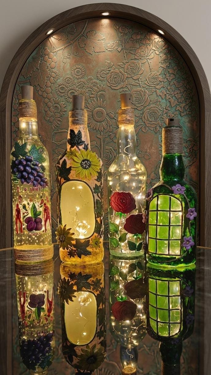 LumiArt Hand-Painted Bottle Lamp
