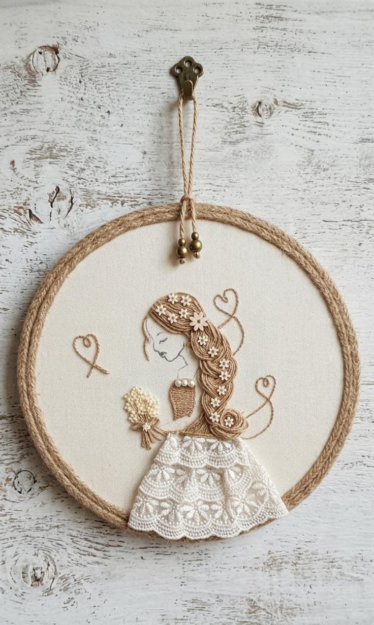 Floral Bride Embroidery Hoop Wall Art