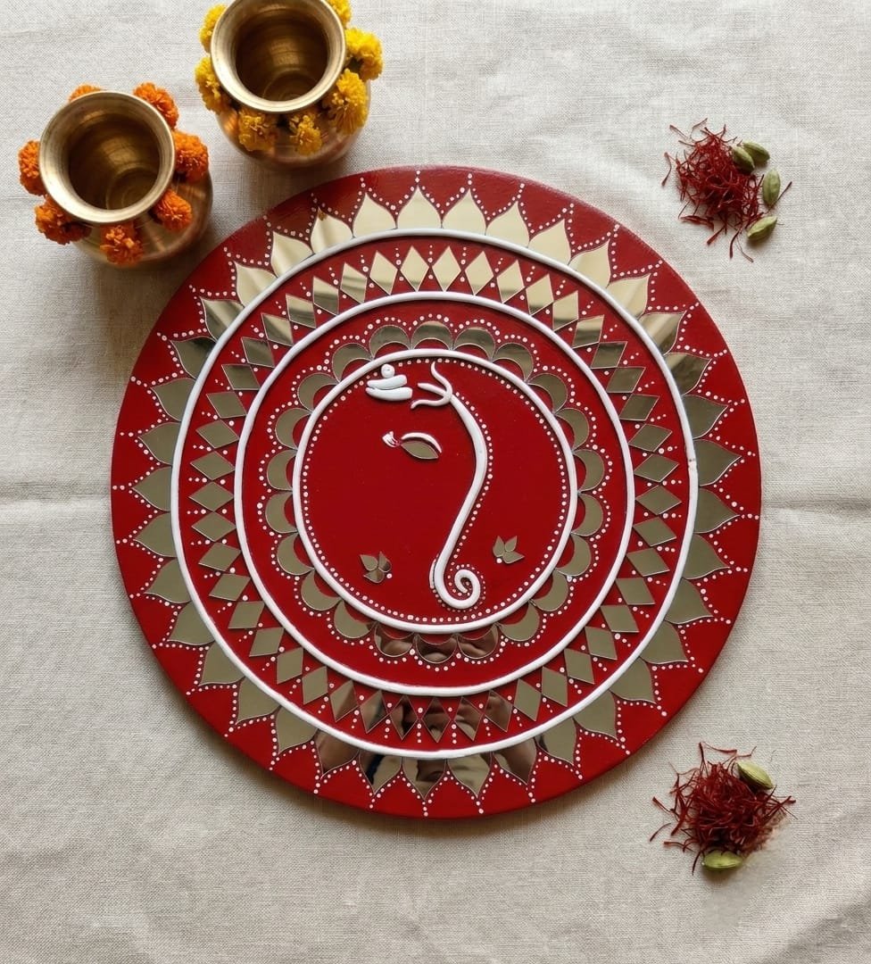 Lipan Mirror Work Ganesh Design
