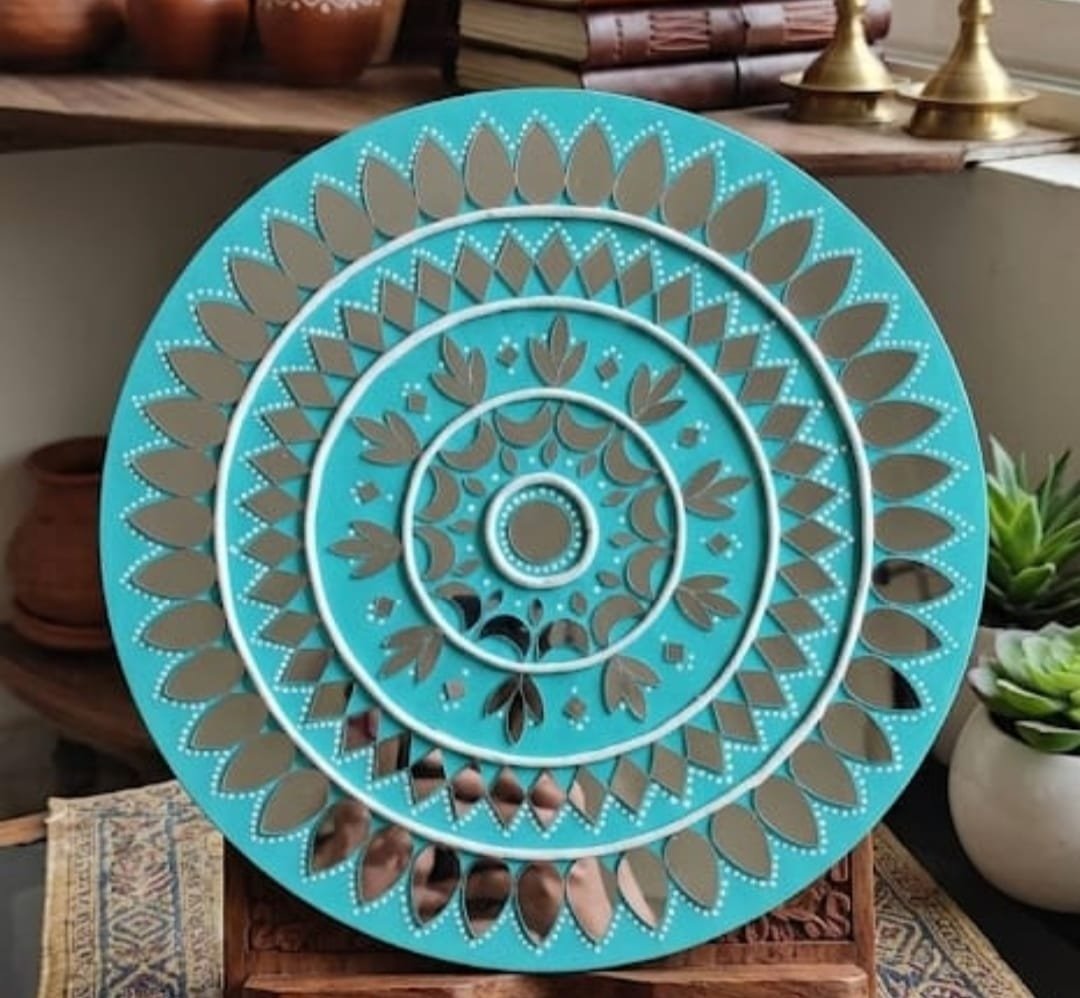 Aqua Mandala Mirror Wall Decor