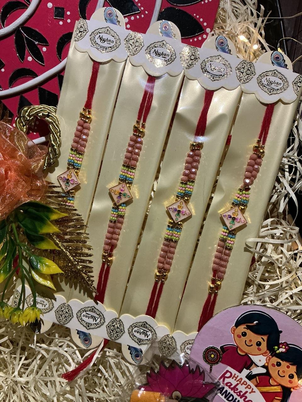 Handcrafted Beaded Rakhi Set